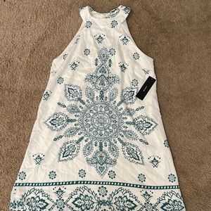 LULUS NWT green and white mini dress
